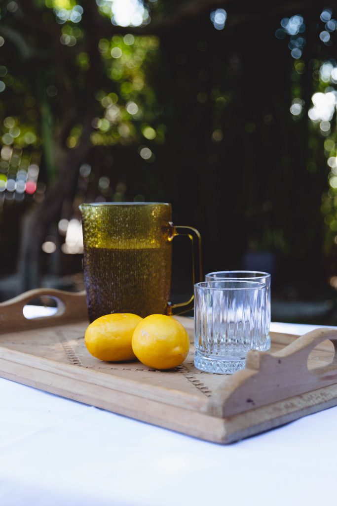Koonwarra House drinks on garden table