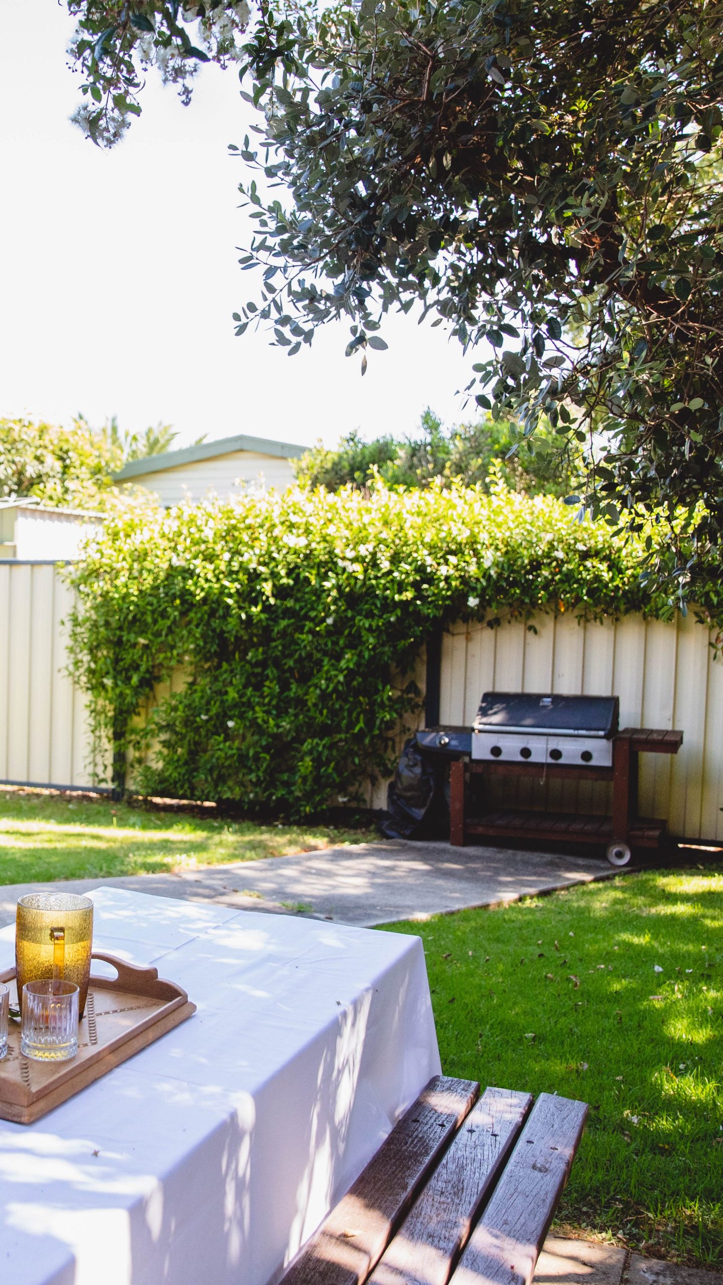 Koonwarra House garden setting and BBQ